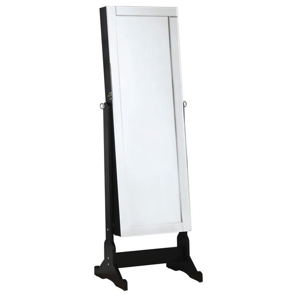 Cortez - Cheval Mirror With Jewelry Storage - Black