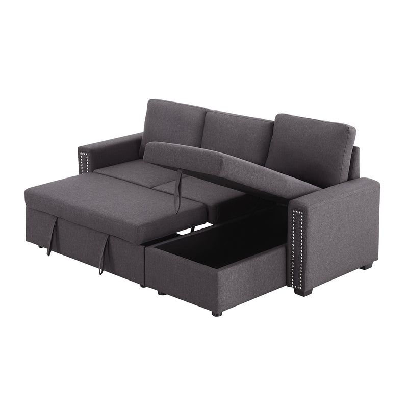 Orisfur. 83" Pull Out Sleeper Sofa Reversible L-Shape 3 Seat Sectional Couch with Storage Chaise for Living Room Furniture Set