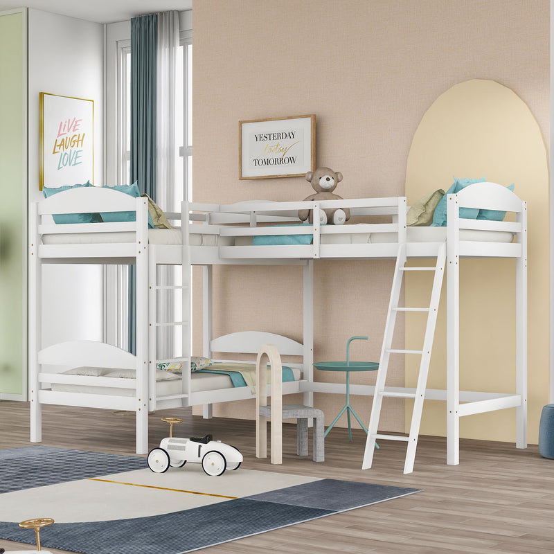 L-Shaped Bunk Bed And Loft Bed