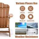 TALE Adirondack Chair Backyard Outdoor Furniture Painted Seating with Cup Holder All-Weather and Fade-Resistant Plastic Wood for Lawn Patio Deck Garden Porch Lawn Furniture Chairs Brown - Atlantic Fine Furniture Inc