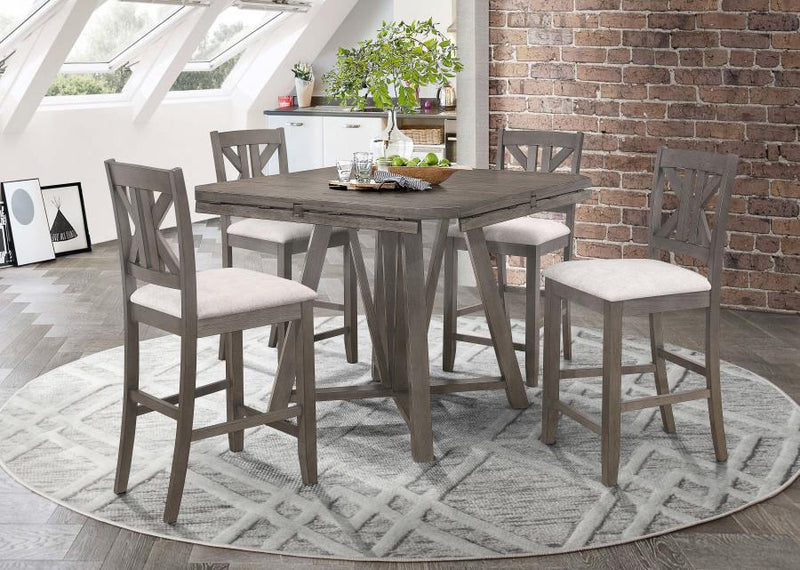 Athens - Round Counter Height Table With Drop Leaf - Barn Gray