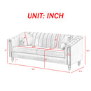 MH Modern Velvet Upholstered Sofa Couch, 3 Seat Tufted Back with Nail Arms, Solid wood Legs, Sleeper Sofa for Living Room, Compact Living Space, Apartment, Bonus Room, Blue - Atlantic Fine Furniture Inc