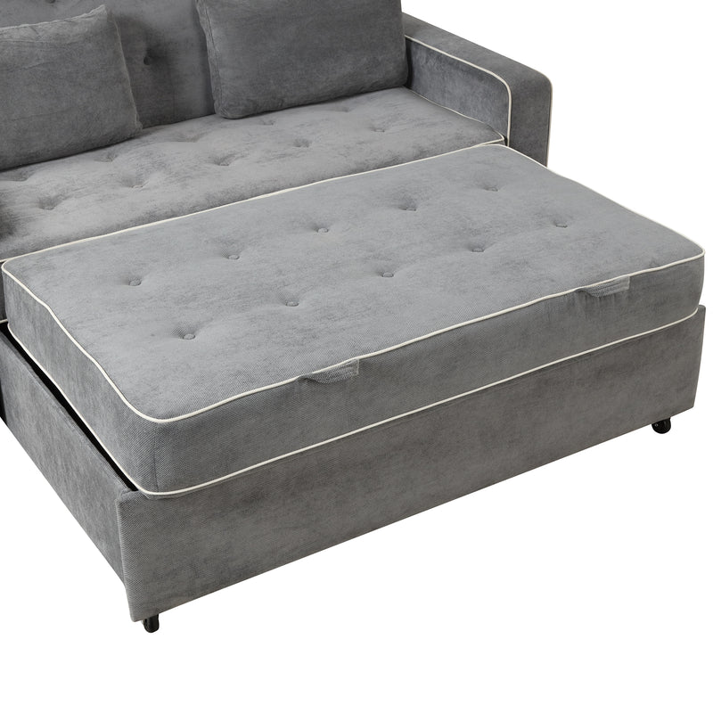 Orisfur. Linen Upholstered Sleeper Bed , Pull Out Sofa Bed Couch attached two throw pillows,Dual USB Charging Port and Adjustable Backrest for Living Room Space - Atlantic Fine Furniture Inc