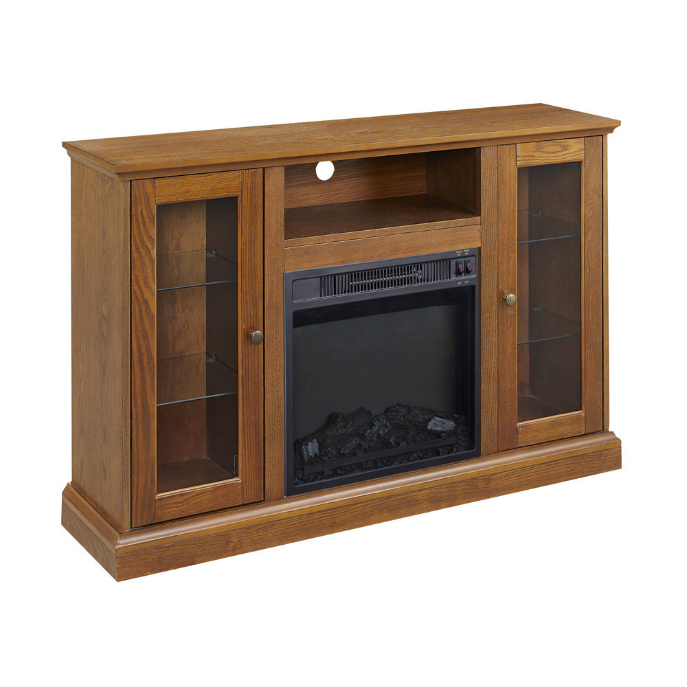 Modern Electric Fireplace TV Stand Fit up to 55" Flat Screen TV  Adjustable Tempered Glass Shelves , Espresso - Atlantic Fine Furniture Inc