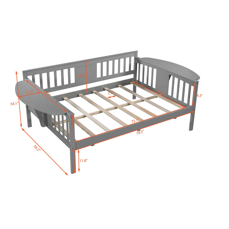 Full Daybed - Wood Slat Support - Gray