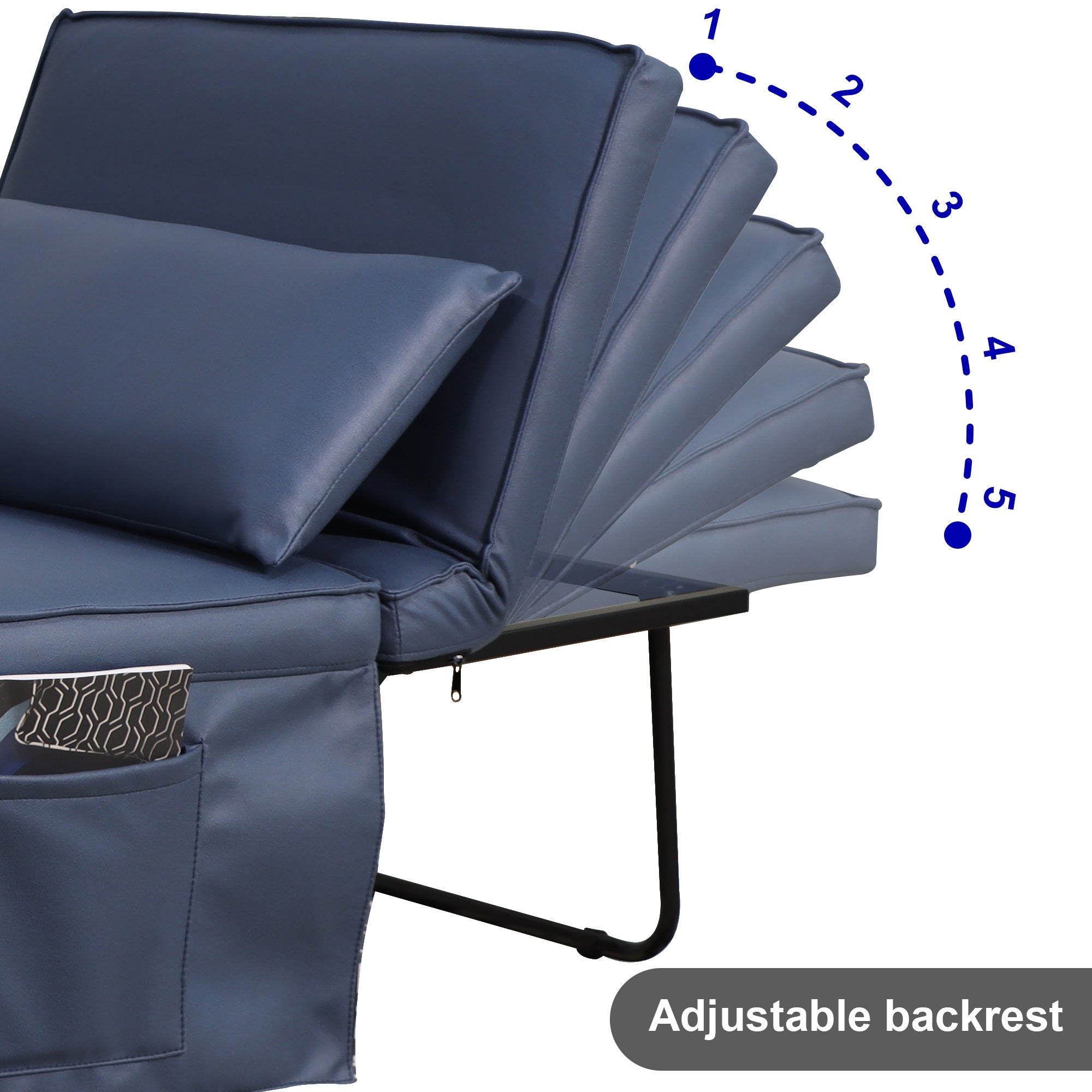 Sofa Bed 4 in 1 Ottoman Sleeper Bed Convertible Chair Bed with Adjustable Back Breathable Sleeper Guest Bed for Small Room, Blue - Atlantic Fine Furniture Inc