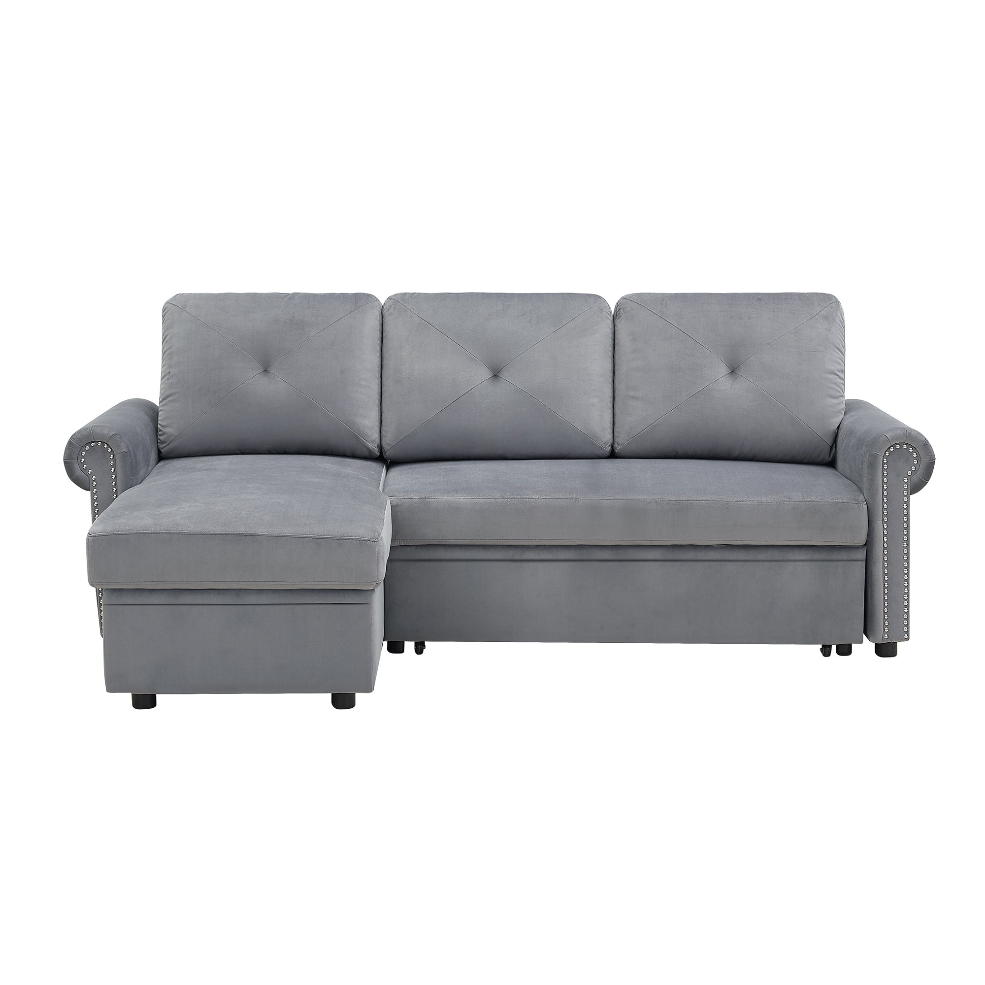 Orisfur. 83" Sleeper Sofa Bed Convertible Sectional Couch, 3-Seater L-Shape Corner Couch with Storage Chaise for Living Room Apartment - Atlantic Fine Furniture Inc
