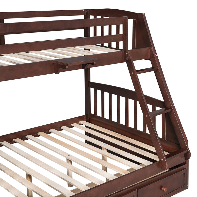 Twin-Over-Full Bunk Bed With Drawers Ladder And Storage Staircase, Espresso