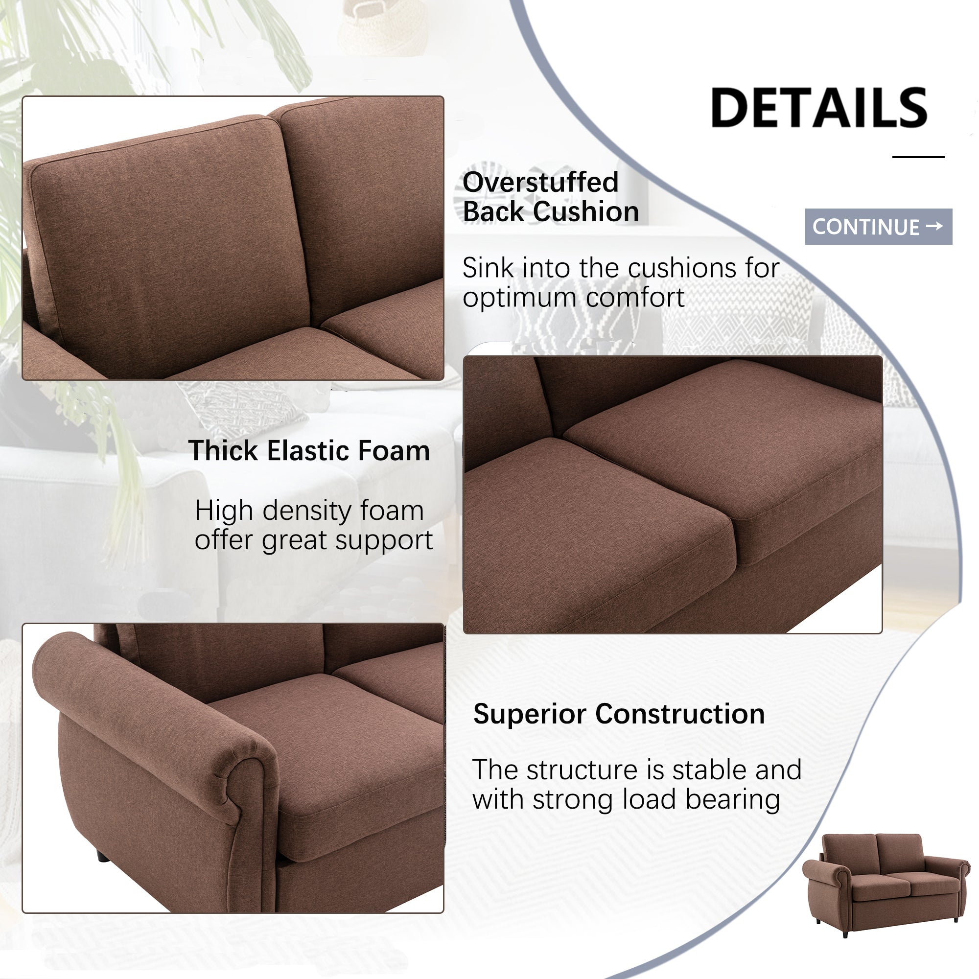 Orisfur Pull Out Sofa Bed  Loveseat Sleeper with Twin Size Memory Mattress for Living Room Spaces - Atlantic Fine Furniture Inc