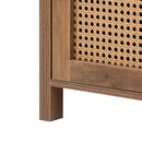 bedside cupboard,Bedside table, drawer cabinet, single door side cabinet, rattan cabinet door, yellow - Atlantic Fine Furniture Inc