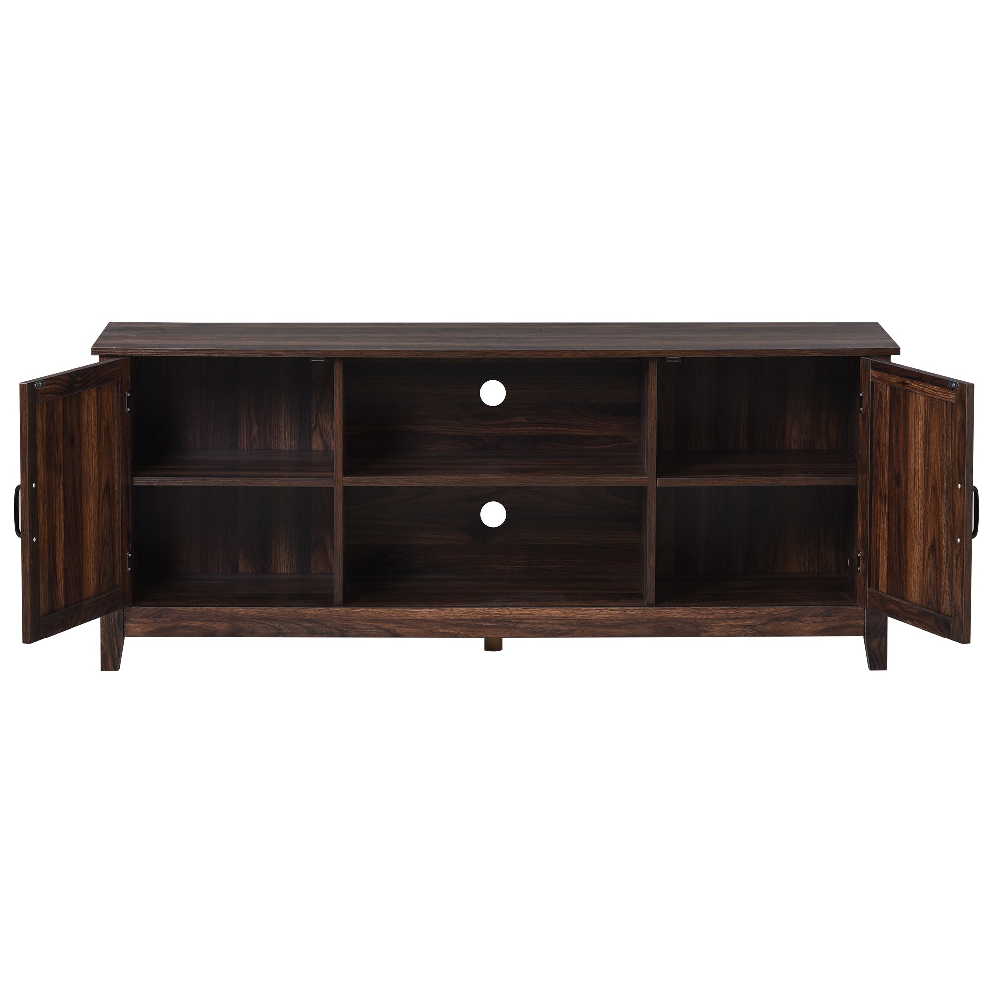 U-Can TV Stand for TV up to 60in with 2  Doors Adjustable Panels Open Style Cabinet, Sideboard for Living room, Tiger - Atlantic Fine Furniture Inc