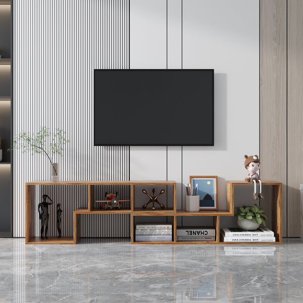Double L-Shaped Oak TV Stand，Display Shelf ，Bookcase for Home Furniture,Fir Wood - Atlantic Fine Furniture Inc