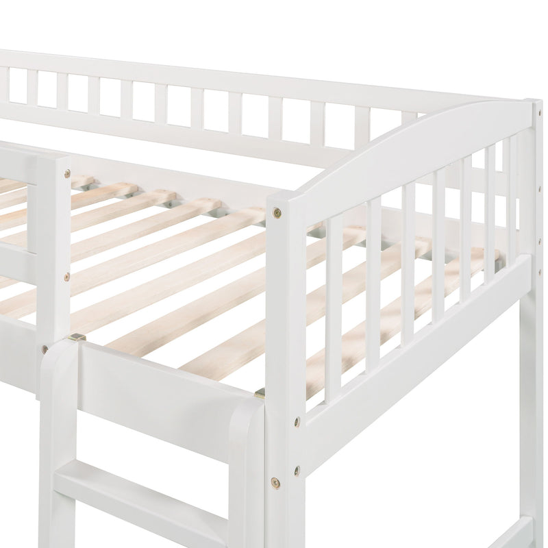 Twin Size Loft Bed With Slide And Ladder, White