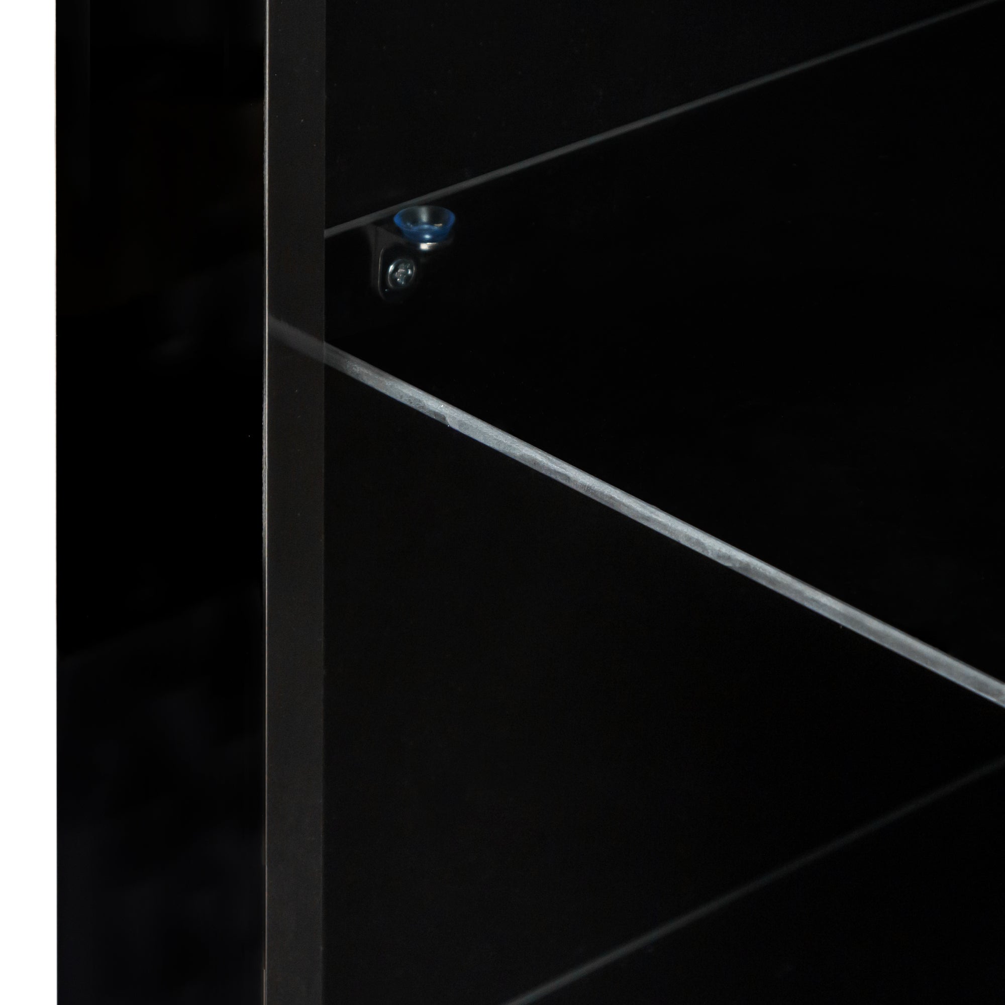 Black Modern contracted LED TV Cabinet with Storage Drawers，4 Storage Cabinet with Open Shelves for Living Room Bedroom - Atlantic Fine Furniture Inc