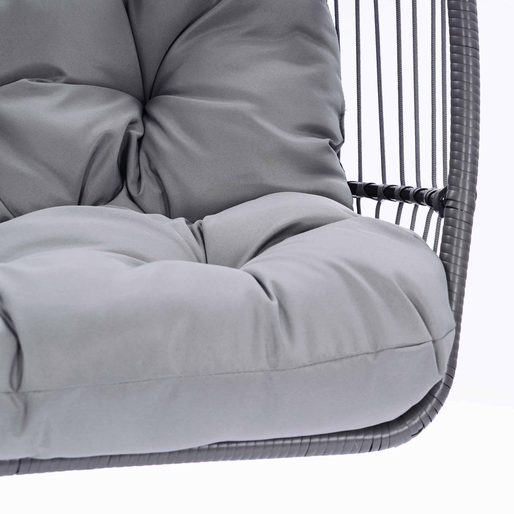 Outdoor Patio Wicker Folding Hanging Chair,Rattan Swing Hammock Egg Chair With C Type Bracket, With Cushion And Pillow - Atlantic Fine Furniture Inc