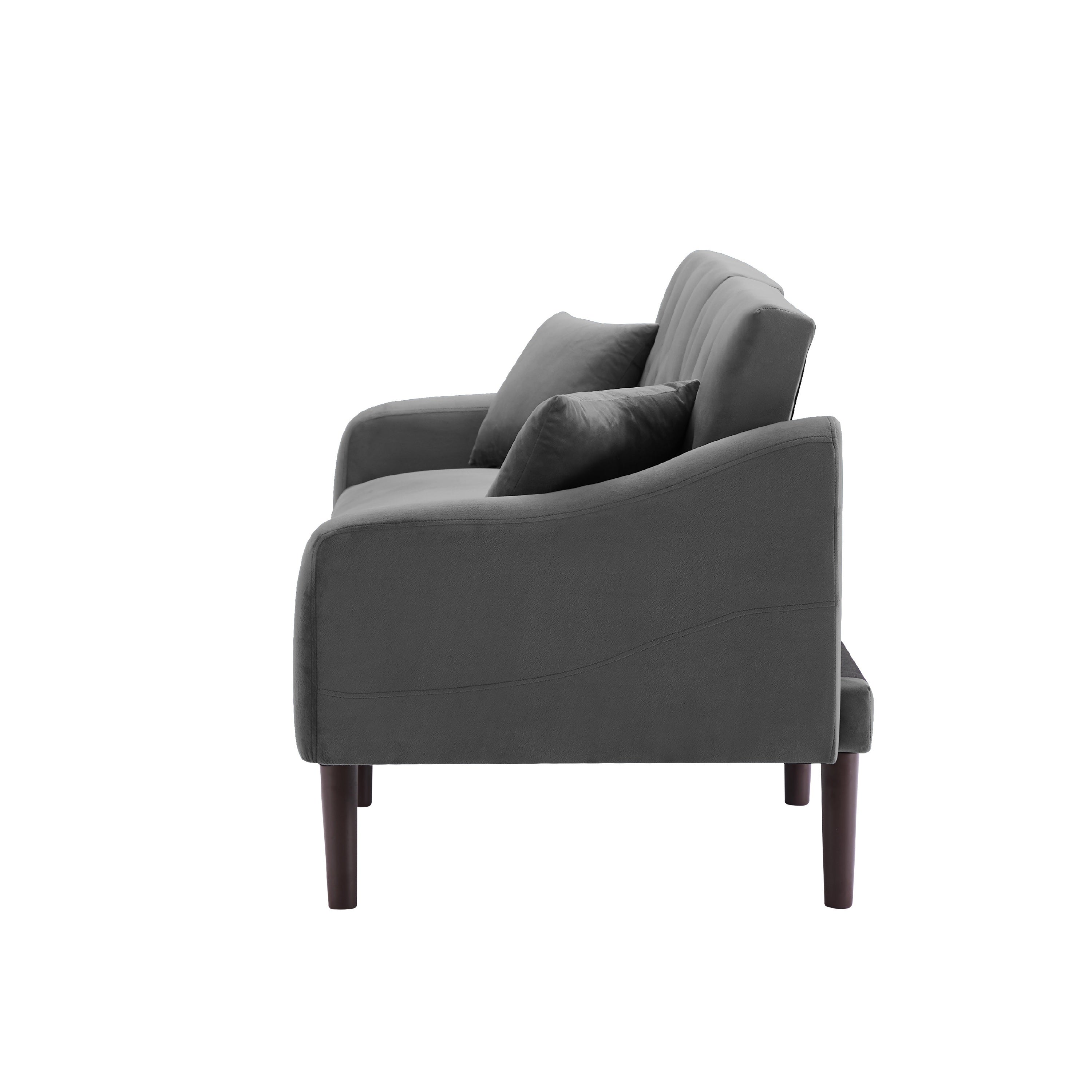 FUTON SOFA SLEEPER GREY VELVET WITH 2 PILLOWS(same as W223S00382,W223S00954) ***Not available for sale on Walmart*** - Atlantic Fine Furniture Inc