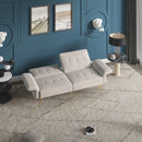 Winforce factory directly supply 280g Italian velvet folding sofa bed, foldable armrests with magazine bags futon, 78inch sleeper sofa, beige velvet - Atlantic Fine Furniture Inc