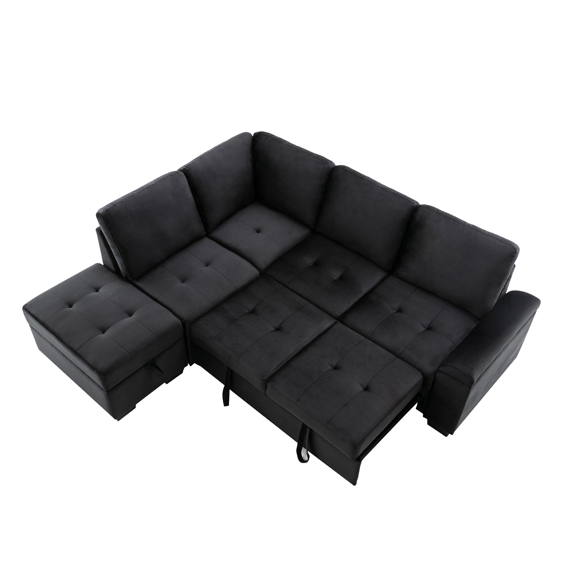 Orisfur. 86" Sleeper Sectional Sofa, L-Shape Corner Couch Sofa-Bed with Storage Ottoman &  Hidden Arm Storage for Living Room Apartment - Atlantic Fine Furniture Inc