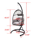 Hanging Swing  Chair Outdoor Patio Wicker  ,  PVC Rattan Swing Hammock Egg Chair with C Type Bracket ,  With Cushion and Pillow for Indoor,Outdoor，Gray - Atlantic Fine Furniture Inc