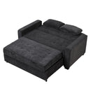 Linen Upholstered Sleeper Bed , Pull Out Sofa Bed Couch attached two throw pillows,Dual USB Charging Port and Adjustable Backrest for Living Room Space，Black - Atlantic Fine Furniture Inc
