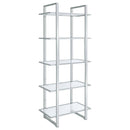 Hartford - 5-Shelf Glass Bookshelf - Chrome - Atlantic Fine Furniture Inc