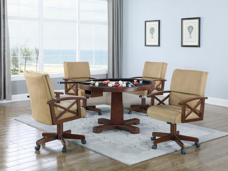 Marietta - 5 Piece Game Table Set - Tobacco And Tan