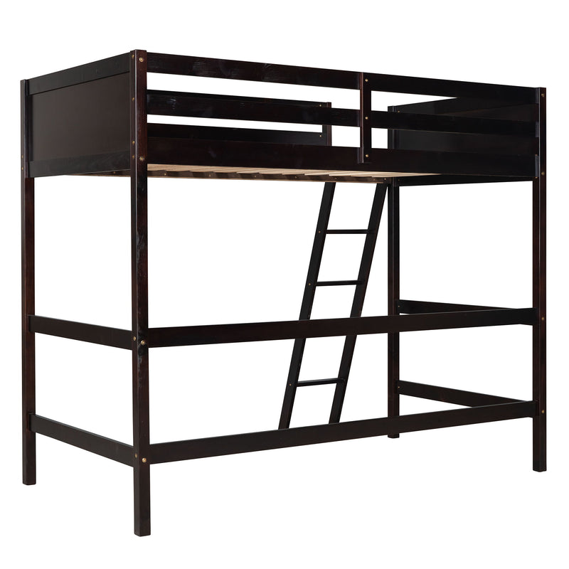 Solid Wood Twin Size Loft Bed With Ladder (Espresso)