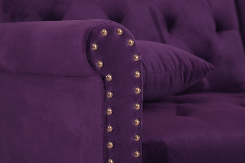 Convertible Sofa bed sleeper Purple Velvet（W223S00001、W223S00711、W223S00872） - Atlantic Fine Furniture Inc