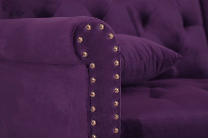 Convertible Sofa bed sleeper Purple Velvet（W223S00001、W223S00711、W223S00872）