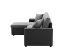 Artemax 92.5“Linen Reversible Sleeper Sectional Sofa with storage and 2 stools Steel Gray - Atlantic Fine Furniture Inc