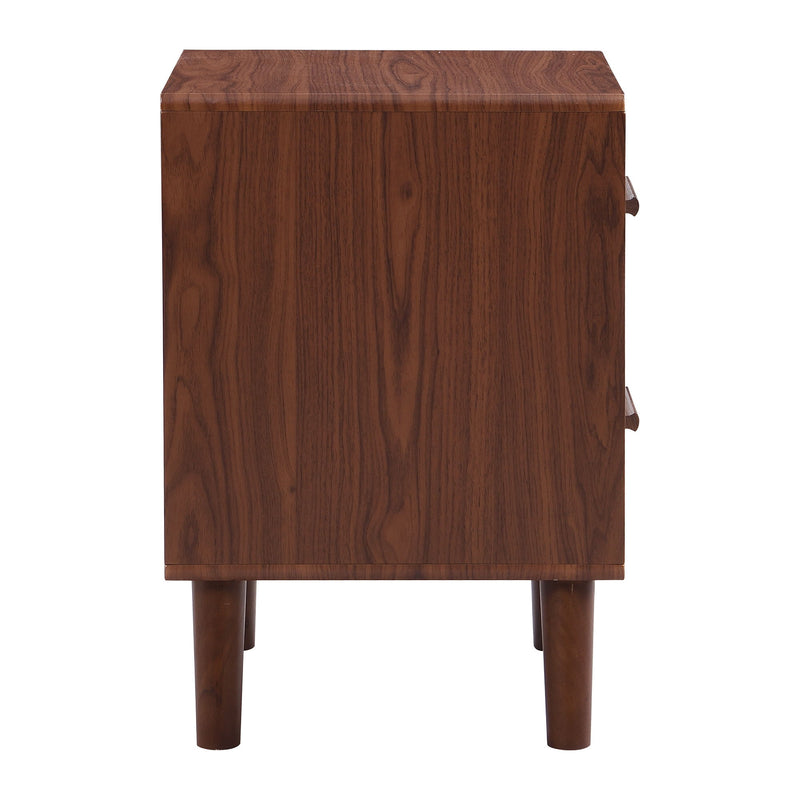 U-Can Square End Table Side Table With 2 Drawers Adorned With Embossed Patterns For Living Room, Hallway, Brown / White