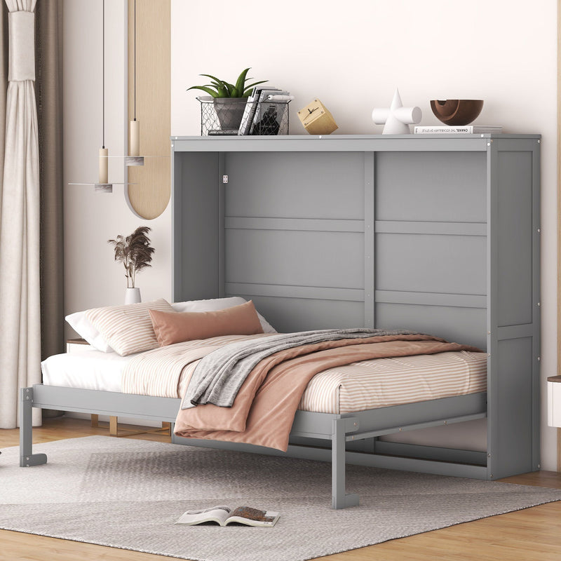 Full Size Murphy Bed Wall Bed, Gray