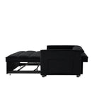 Modern Velvet Convertible Loveseat Sleeper Sofa Couch with Adjustable Backrest, 2 Seater Sofa With Pull-Out Bed with 2 Lumbar Pillows For Small Living Room & Apartment - Atlantic Fine Furniture Inc