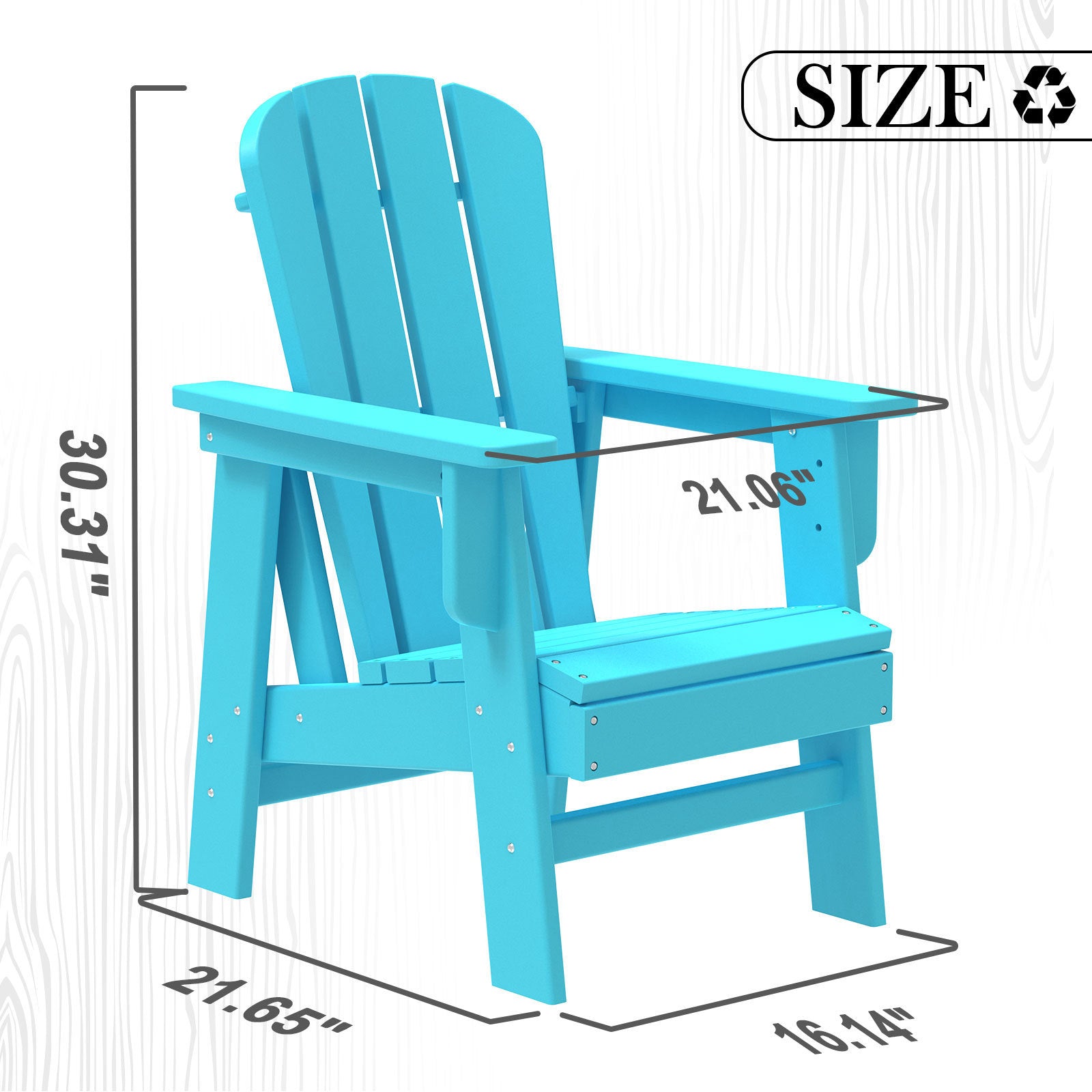 Small Size Adirondack Chair, Fire Pit Chair, Plastic Adirondack Chair Weather Resistant, Blue, 1 piece - Atlantic Fine Furniture Inc