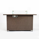 Outdoor 44" Propane Fire pit  Table  Rectangle  50,000 BTU with  8mm Tempered Glass Tabletop & Blue Stone& Steel table lid &Table waterproof dusty Cover ,ETL Certification (Brown) - Atlantic Fine Furniture Inc