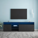 FURNITURE & TV Stand Matte Body High Gloss Doors Modern TV Stand LED,Black - Atlantic Fine Furniture Inc
