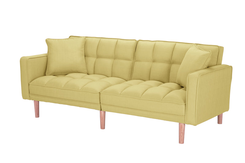 FUTON SLEEPER SOFA WITH 2 PILLOWS YELLOW FABRIC（same as W223S00033、W223S00993、W223S01340 ）