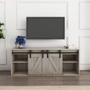 The television cabinet with an electronic fireplace，with Farmhouse Sliding Barn Door ,for TV up to 65 Inch Flat Screen MediaConsoleTable StorageCabinetWood Entertainment CenterSturdycolour：Washed Gray - Atlantic Fine Furniture Inc