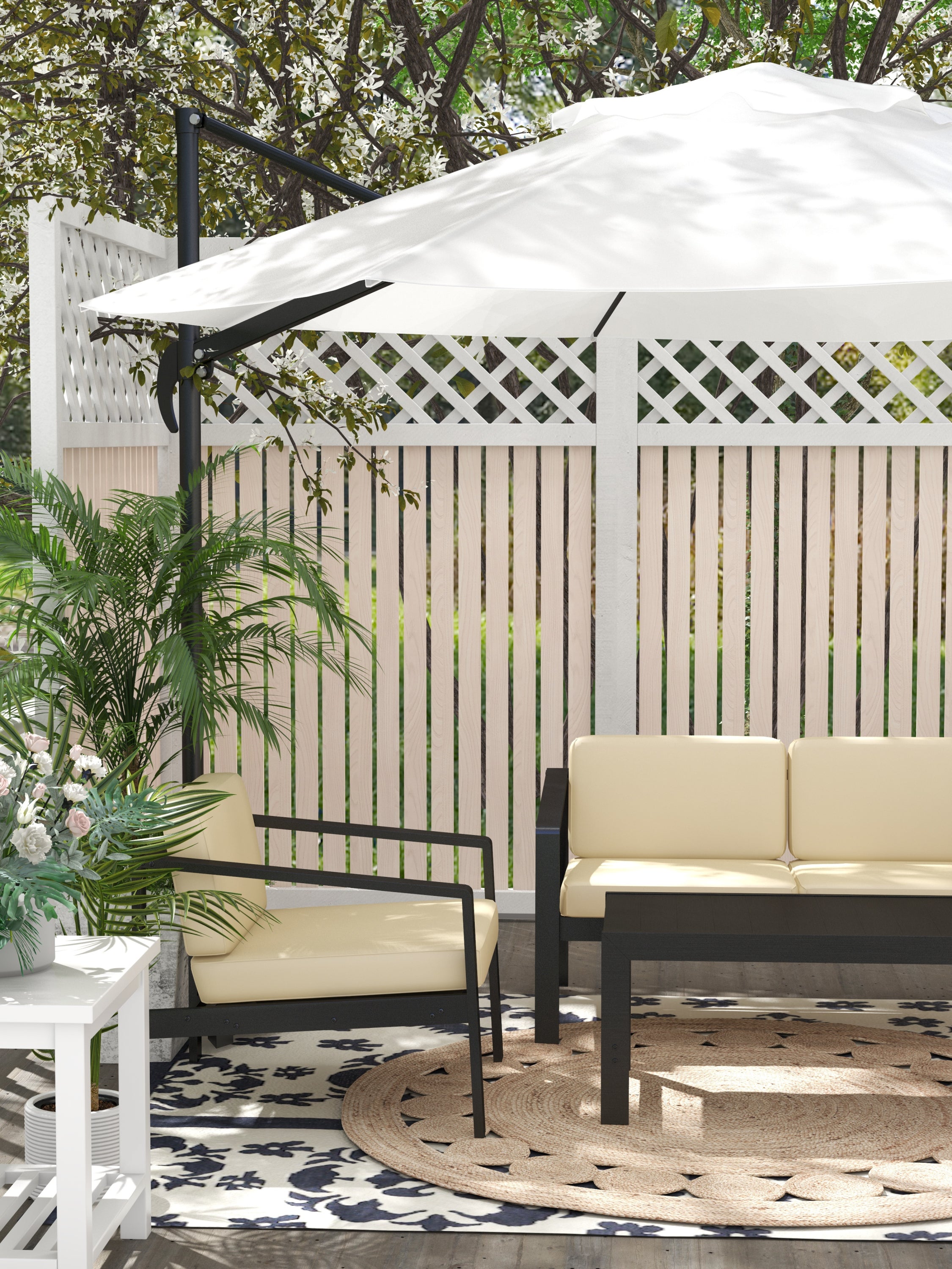 Outdoor Patio Furniture Single Armchair with Cushions in stripe for Restaurant Outdoor courtyard Garden Open-air balcony Poolside,Black aluminum fram,Modern Design - Atlantic Fine Furniture Inc