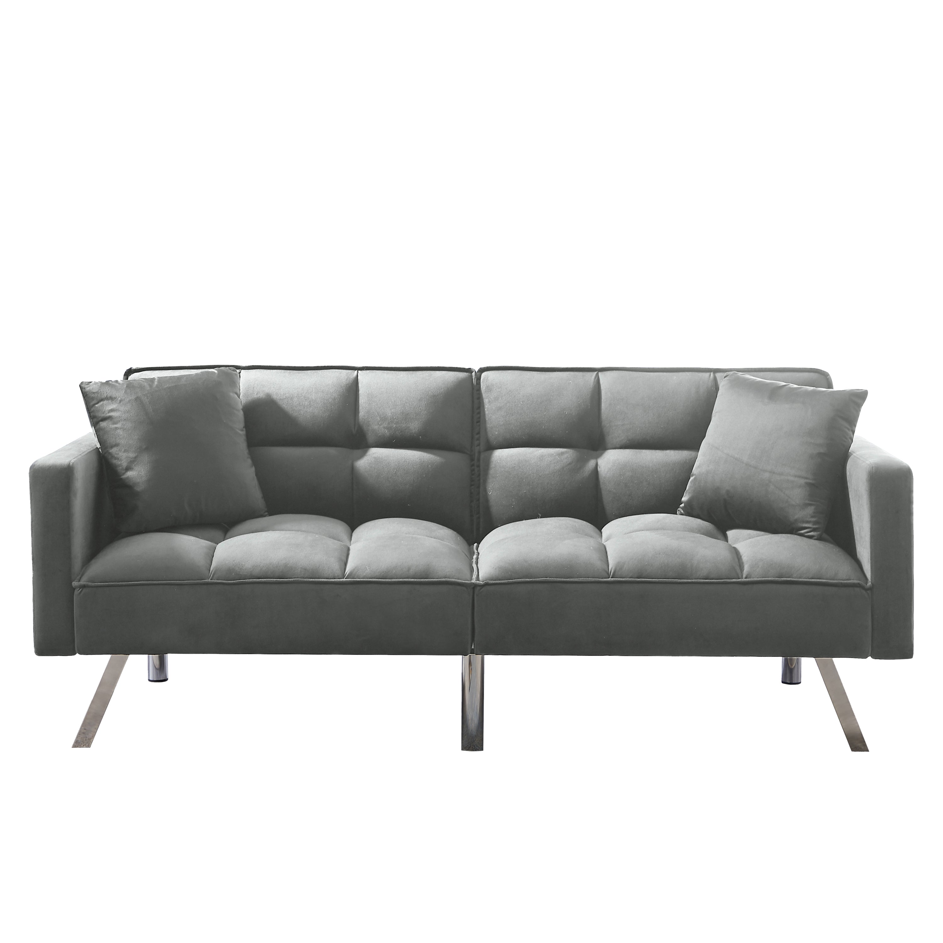 FUTON SOFA SLEEPER GREY VELVET WITH 2 PILLOWS（same asW223S01431、W223S01464。Size difference, See Details in page.
） - Atlantic Fine Furniture Inc