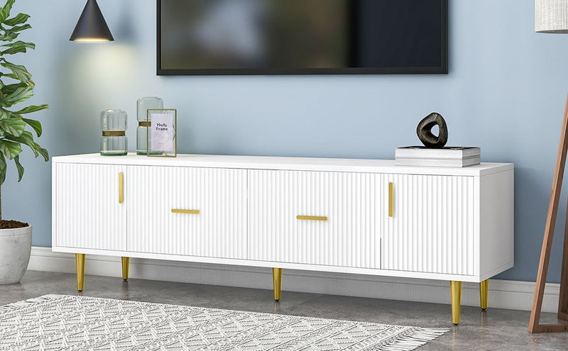 U-Can - Modern TV Stand With 5 Champagne Legs - Durable, Stylish And Spacious, Tvs Up To 75''