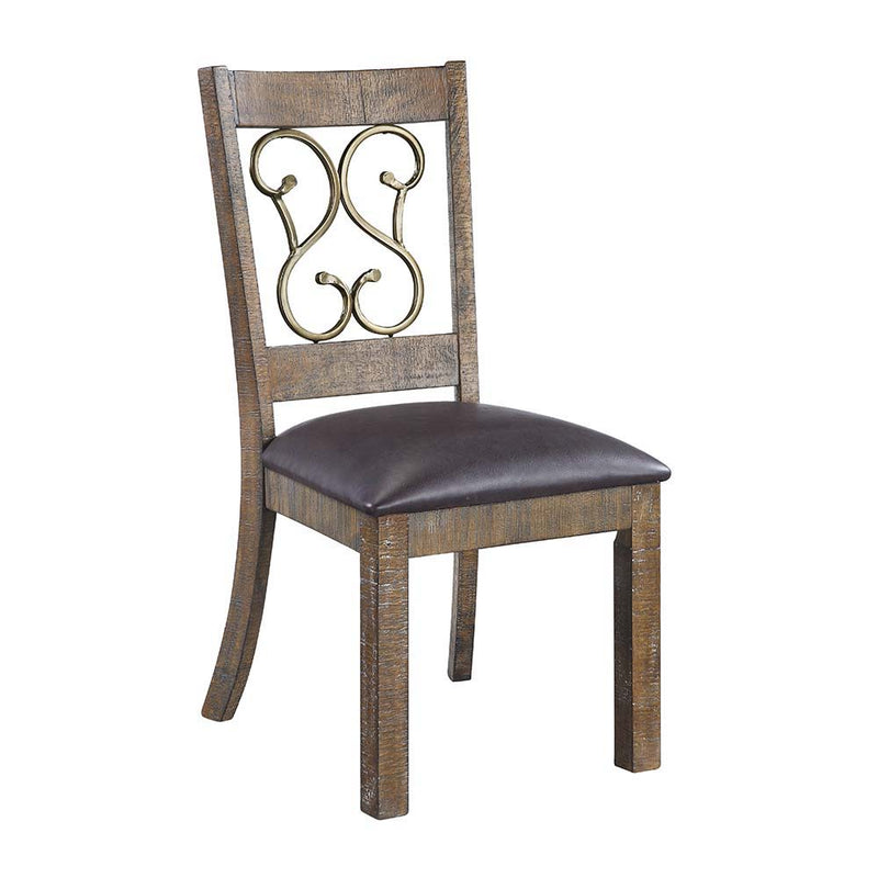 Raphaela - Side Chair (Set of 2) - Black PU & Weathered Cherry Finish - Atlantic Fine Furniture Inc