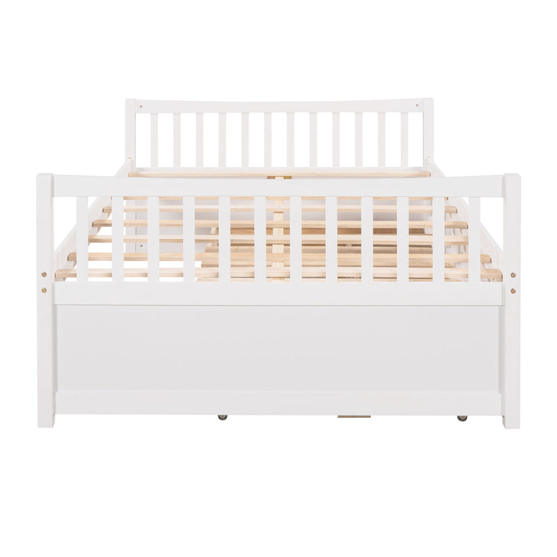 Full Size Daybed With Twin Size Trundle And Drawers, Full Size, White