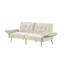 Winforce factory directly supply 280g Italian velvet folding sofa bed, foldable armrests with magazine bags futon, 78inch sleeper sofa, beige velvet - Atlantic Fine Furniture Inc