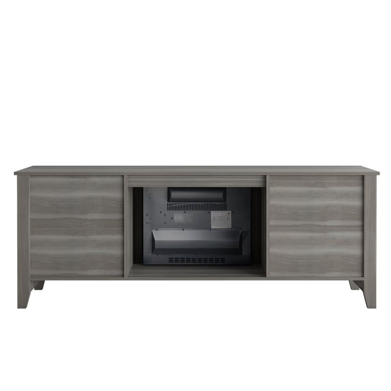 The television cabinet/ TV stand with an electronic fireplace，can be assembled in Lounge Room,Living Room or Bedroom，colour: Gray