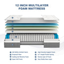 Queen Mattress,12 Inch Euro Top Hybrid Mattress, Gel Memory Foam with Pocket Spring Mattress in a Box for Cool Sleep and Balance Support, Medium Feel Mattress, CertiPUR-US Certified - Atlantic Fine Furniture Inc
