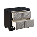 Nicola - Nightstand - Silver PU & Black Finish - Atlantic Fine Furniture Inc