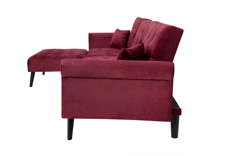 Convertible Sofa bed sleeper red velvet（W223S00006、W223S00712、W223S00458）