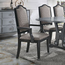 House - Beatrice Chair (Set of 2) - Two Tone Gray Fabric & Charcoal Finish - Atlantic Fine Furniture Inc