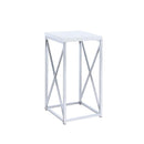 Edmund - Square Accent Side Table - White High Gloss And Chrome - Atlantic Fine Furniture Inc